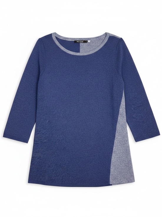 NIC+ZOE Sweaters - NIC+ZOE Blue & Heather Gray Colorblock Lightweight Sweater 3/4 Sleeve | EUC